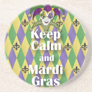 Jester Mask Keep Calm en Mardi Gras Zandsteen Onderzetter