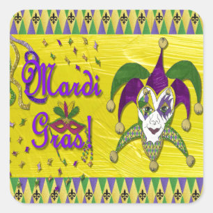 Jester Mask Mardi Gras Harlekijn Vierkante Sticker