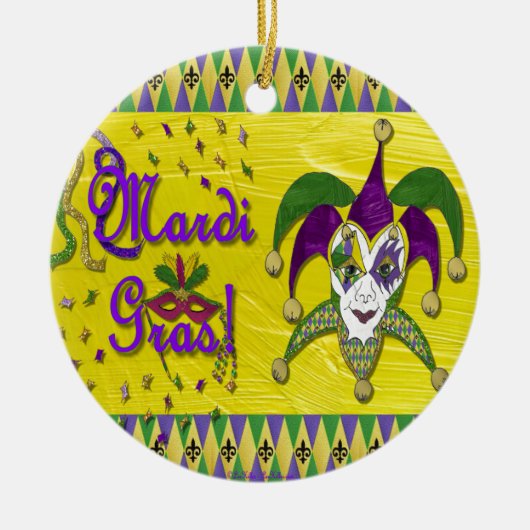 Jester Mask Mardi Gras Harlequin Keramisch Ornament (Voorkant)