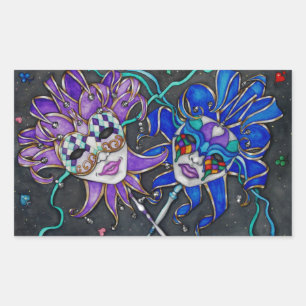 Jester-maskers voor comedy/tragedie rechthoekige sticker