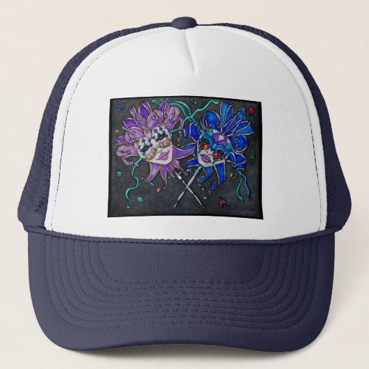 Jester-maskers voor comedy/tragedie trucker pet (Voorkant)