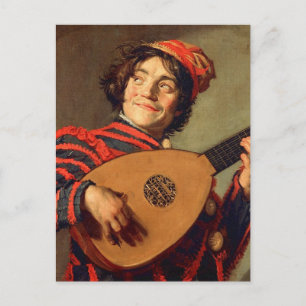 Jester met een Lute-Briefkaart Briefkaart