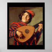 Jester met een Lute Poster Canvas Print (Voorkant)