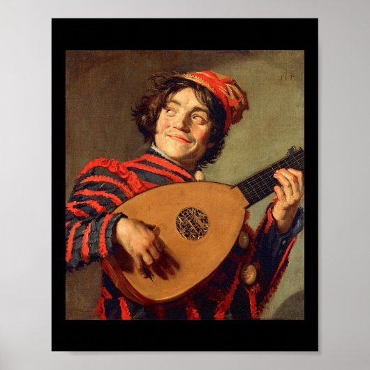 Jester met een Lute Poster Canvas Print (Voorkant)