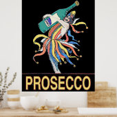  jester met Prosecco-fles, Poster (Keuken)