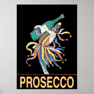 jester met Prosecco-fles, Poster