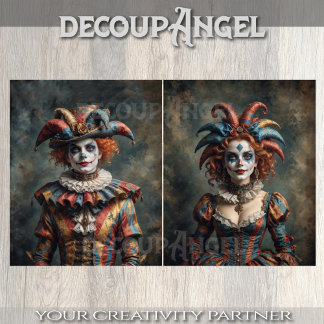 Jester Paar - 2 Design - Decoupage - Tissuepapier