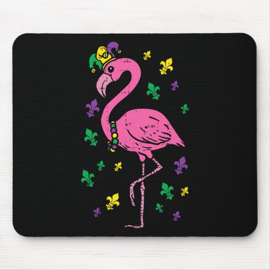 Jester Pink Flamingo Bird Animal Cute Mardi Gras C Muismat (Voorkant)