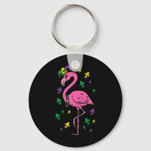 Jester Pink Flamingo Bird Animal Cute Mardi Gras C Sleutelhanger