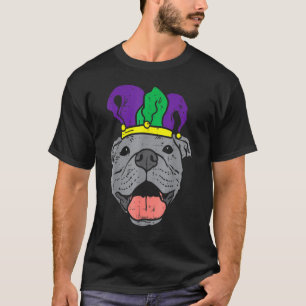 Jester Pitbull Face Mardi Gras Pittie Dog Mannen W T-shirt