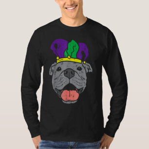 Jester Pitbull Gezicht Mardi Gras Pittie Hond Mann T-shirt