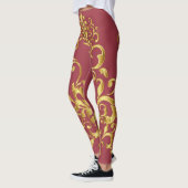 Jester Red met Gold Damask Pattern Athletic Leggings (Links)