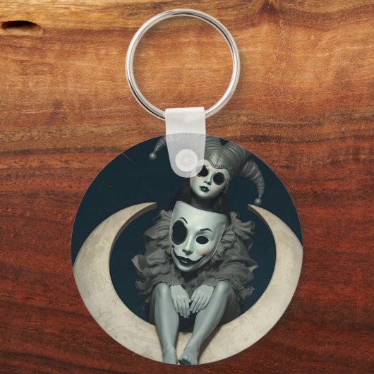 Jester sits on crescent moon wireless charger  sleutelhanger (Achterkant)