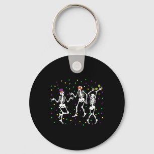 Jester Skeleton Dancing Mardi Gras Botten Carnaval Sleutelhanger