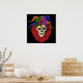 Jester Skull Scary Gothic Mardi Gras Clown Poster (Keuken)