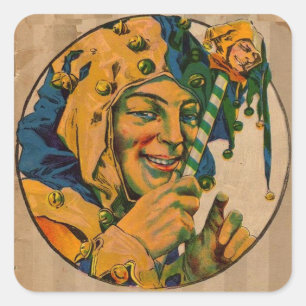 jester uit de jaren twintig vierkante sticker