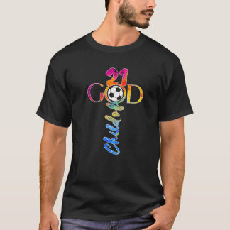JESUS 21 JAAR KIND VAN GOD VOETBAL 21E VERJAARDAG T-SHIRT