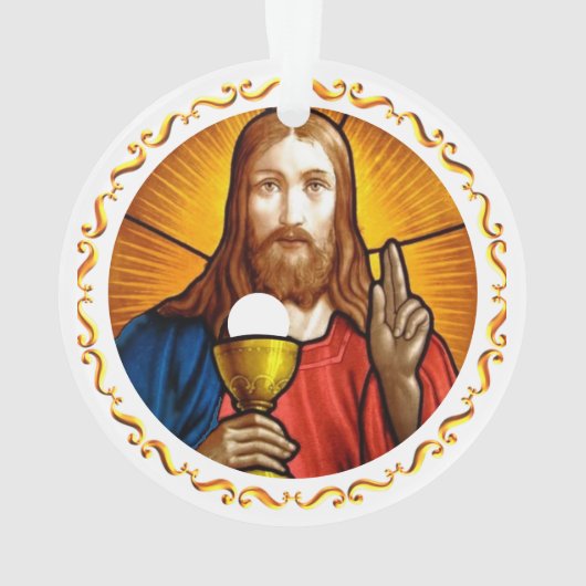 Jesus Afbeelding met Gouden Lijst Ornament (achterkant)