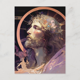 Jesus AI Generated Glas in lood Art Briefkaart