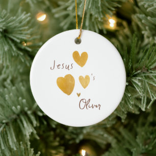 Jésus aime Nom personnalisé Ornement de Noël