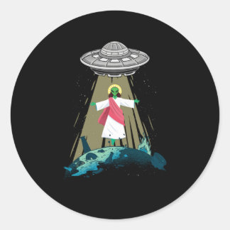 Jesus Alien Abduction UFO Believer Aliens Gift Ronde Sticker