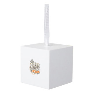 Jesus Alles Vintage Christelijke Typografie Ontwer Kubus Ornament