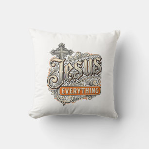 Jesus Alles Vintage Christelijke Typografie Ontwer Kussen
