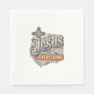 Jesus Alles Vintage Christelijke Typografie Ontwer Servet