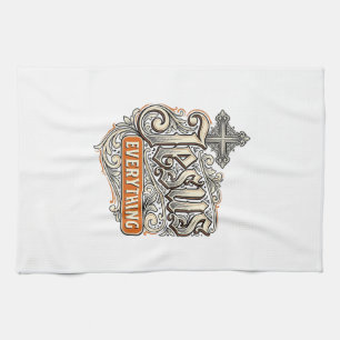 Jesus Alles Vintage Christelijke Typografie Ontwer Theedoek