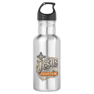 Jesus Alles Vintage Christelijke Typografie Ontwer Waterfles