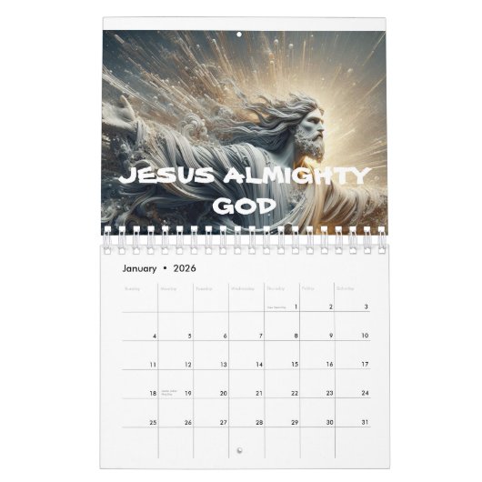 JÉSUS ALMIGHTY DIEU imprimé nouveau calendrier ann (Jan 2026)