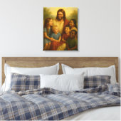 Jesus and Children™ LDS Muurkunstcanvas Canvas Afdruk (Insitu (Slaapkamer))