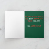 Jésus Anniversaire Pas votre carte de Noël (Intérieur)