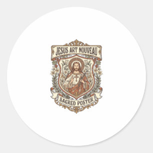 Jesus Art Nouveau Heilig Poster Jesus Art Nouveau  Ronde Sticker