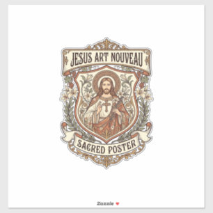 Jesus Art Nouveau Heilige Poster Jesus Art Nouveau Sticker