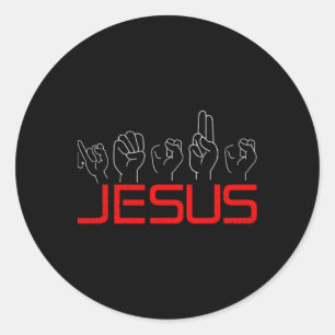 Jesus Asl Amerikaanse Gebarentaal Christelijk Dove Ronde Sticker