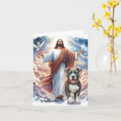 Jésus avec carte de deuil et de perte de chien Pit (Fleur jaune)