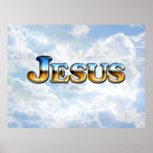 Jésus avec les nuages - Poster