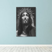Jesus B&W Wrapped Canvas (Insitu (Houten vloer))