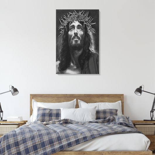 Jesus B&W Wrapped Canvas (Insitu (Slaapkamer))