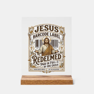 Jesus Barcode Label Verlost Jesus Barcode Label Ve Acryl Bord