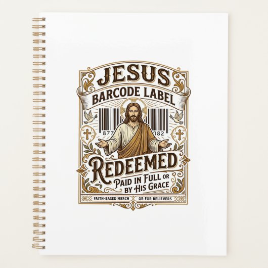 Jesus Barcode Label Verlost Jesus Barcode Verlos Planner (Voorkant)
