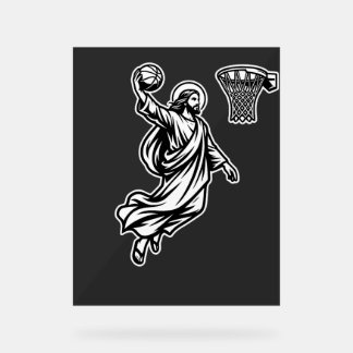 Jesus Basketbal Dunk - Sport Satire Acryl Bord