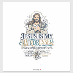 Jesus Beauty Salon Kapsalon T-Shirt Inspiratie Sticker