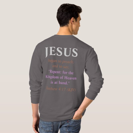 JESUS begon te preken: Repent. Koper en wit T-shirt (Achterkant volledig)