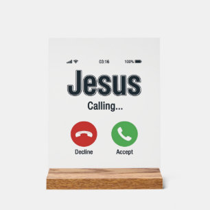 Jesus Bellerende Telefoon Scherm Christelijk T-shi Acryl Bord