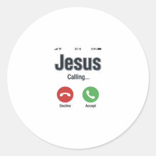 Jesus Bellerende Telefoon Scherm Christelijk T-shi Ronde Sticker