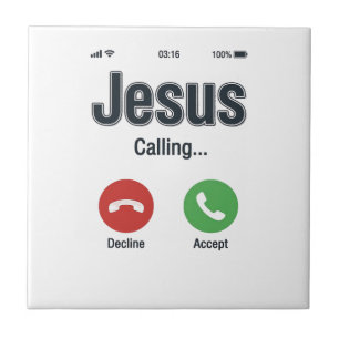 Jesus Bellerende Telefoon Scherm Christelijk T-shi Tegeltje