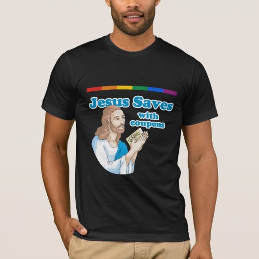 JESUS BESPAART MET COUPONS T-SHIRT (Voorkant)