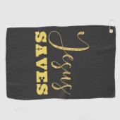 Jesus bewaart Gellow Gold Glitter Golfhanddoek (Horizontaal)